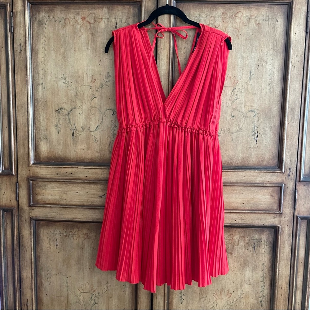 Zara Pleated Red Summer Mini Dress